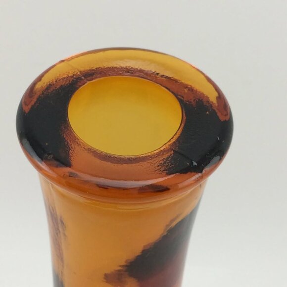Vtg Empoli Amber Italian Art Glass Bottle Decanter Missing Stopper Diamond Point - Picture 8 of 10